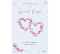 Special Couple Anniversary Card - Floral Love Hearts Embossed with Foil Details - by ICG