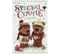 Special Couple Christmas Card - Barley Bear Couple in Woolly Jumpers and Hats Embossed with Foil Details - By ICG