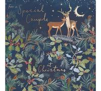 Special Couple Christmas Card - Deer and Winter Foliage - Artistic Festive Design - Special Finish - Made in the UK - Eco-Friendly