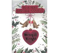 Special Couple Christmas Card - Large 24 x 16 cm - Traditional Robins & Holly Design with Gold Foil - Quality Greeting Card with Verse Inside & Envelope - Festive Card for Any Couple