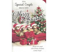Special Couple Christmas Greeting Card, Cute Teddy Design, 22.9 x 15.2 cm