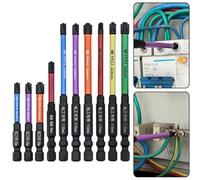 Special Cross Screwdriver Bit Set, 10pcs Alloy Steel HRC63 Magnetic Bits with 1/4" Hex Shank for Electrician Socket Switch Breaker Repair, FPZ/FPH 65-110mm