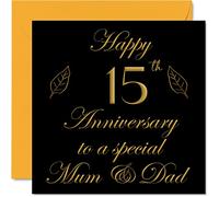 Special Crystal Anniversary Card for Dad Mum Parents - Special Mum & Dad - Happy 15th Wedding Anniversary Cards from Son Daughter Family, 145mm Greeting Cards for Anniversaries