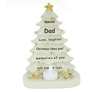 Special Dad Christmas Tree & Robin Memorial Tealight Candle Ornament Plaque With Verse