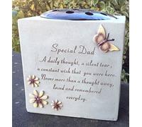 Special Dad - Grave Vase (Rose Bowl) with Butterfly and Flowers - Memorial Garden Graveside