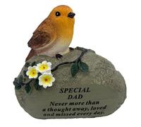 Special Dad Graveside Memorial Robin Bird Resin Stone Grave Plaque Ornament Decoration Sadly Missed