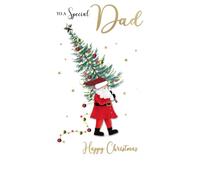 Special Dad Santa Embellished Christmas Card Hand-Finished Champagne Cards XCDC360
