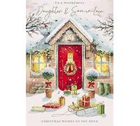 Special Daughter and Son-in-Law Christmas Card - Festive Front Door with Foil Details - Eco-Friendly and Recyclable - By Paper House