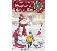 Special daughter & son in law christmas card. Traditional xmas design. 9 x 6 inches. OE.