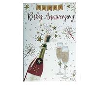 Special Days Happy 40th Ruby Anniversary Champagne Bunting Design Card Lovely Verse