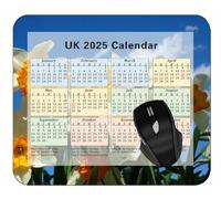 Special Design 2025 Calendar Mouse Pad with Holidays,Daffodils Flowers Sky SpringMouse Mat for Office Computers Laptop Men Women