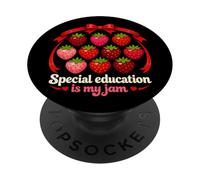 Special Education Is My Jam Cute Strawberry SPED Teacher PopSockets Adhesive PopGrip