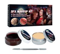 Speĉial Ėffects Makeup Kit - 2-in-1 Halloween Scar Shaping Wax + Coagulated Fake Blood, Professional s.f.x Makeup Set For Zombie, Wound, & Vampire Cosplay | Washable, Safe For Skin, Adults & Teens