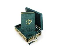 Special Elegant Velvet Covered Decorative Box, Velvet Covered Quran Book in Arabic and Prayer Beads, Islamic Decorations for Home, Muslim Home & Table Decor, Perfect Islamic Ramadan Eid Gifts, Green