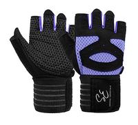 Special Essentials Weightlifting Gym Gloves for Men and Women - Fingerless Workout Gloves with Non-Slip Padding and Wrist Strap - Perfect for Exercise, Cycling & Training (Violet, Large)