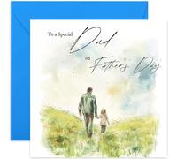 Special Father's Day Card for Dad - Sweet Father's Day Card from Daughter Son - Adult Father's Day Card for Him - Watercolour Artwork Greeting Card - Luxury Father's Day Card for Men