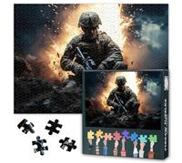 Special Forces Soldier Jigsaw Puzzle 1000 Pieces Battle Scarred Warrior Closeup Portrait Intense Military Face Puzzle for Adults Man Cave Wall Decor Army Veteran Gift 27.5 x 19.7 Inches