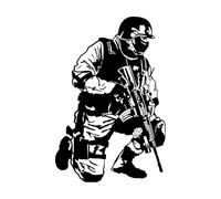 Special Forces Warrior Military Army War Widnow Fine Carving Stickers 72x111cm Removable Without Leaving Glue Extra Large Black