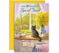 Special Friend 80th Birthday Card - Spring Day - Medium Sized Card (A5 Size -148mm x 210mm) with Envelope