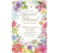 Special Friend Birthday Card - Bright Wild Flowers with Gold Foil Verse 9x6