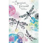 SPECIAL FRIEND BIRTHDAY CARD. BUTTERFLIES. 8 X 5.5 INCHES.