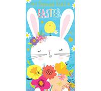 Special Girl Easter Card Happy Rabbit Design 12.3 x 23cm (4.85" x 9")