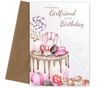 Special Girlfriend Birthday Card Female - Cake Bday Cards for 18th 20th 21st 25th 30th 35th 40th Bday Cards with Lovely Words, Girlfriend Birthday Card, Cake