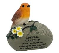 Special Grandad Graveside Memorial Robin Bird Resin Stone Grave Plaque Ornament Decoration Sadly Missed