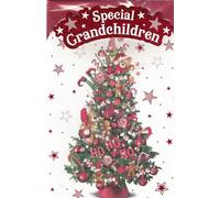 Special Grandchildren Christmas Card, Traditional Xmas Tree Design, 23 x 15 cm