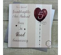 Special Granddaughter & her Husband Wood 5th Wedding Anniversary Card