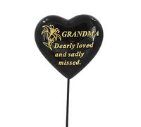 Special Grandma Black & Gold Lily Flower Memorial Tribute Stick Graveside Plaque