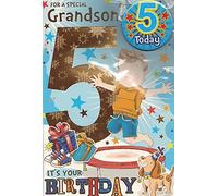 SPECIAL GRANDSON AGE 5 BIRTHDAY CARD WITH BADGE***9 X 6 INCHES**1ST CLASS POST**AE5*