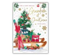 Special Grandson Christmas Card, Gold Foil Finish, Made in the UK