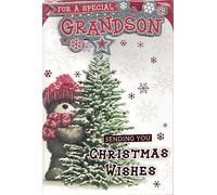 Special grandson christmas card. Traditional xmas design. 9 x 6 inches. OE.