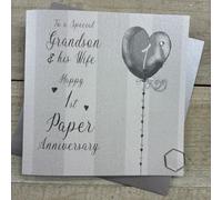 Special Grandson & his Wife Paper 1st Wedding Anniversary Card