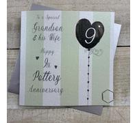 Special Grandson & his Wife Pottery 9th Wedding Anniversary Card