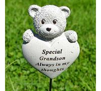 Special Grandson Teddy Bear Heart Memorial Tribute Stick