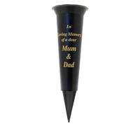Special Graveside Memorial Grave Spiked Flower Vase In Loving Memory Special Memorial Vase for Graves - Plastic Cemetery Flower Holder with Spike, (1, Mum & Dad)