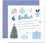 Special Heartfelt Christmas Card for Brother - Beautiful Festive Poem for Him - Male Unique Gifts for Christmas - Family Christmas Cards - Xmas Cards for Men - Cute Design with Words