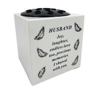 Special Husband Angel Feather Memorial Graveside Flower Vase Container White