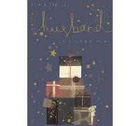 Special Husband Birthday Card - Birthday Gifts and Stars Embossed with a Foil Finish - by ICG