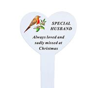 Special Husband Christmas Robin Memorial Heart Remembrance Verse Ground Stake