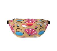 Special Japan Elements Patterns Chest Sling Bag Compact Crossbody Shoulder Pack Lightweight Pouch for Commuters and Holidays