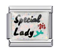 Special Lady Red Rose Wife Mum Silver Italian 9mm Link Stainless Steel Bracelet Charm Compatible With Nomination