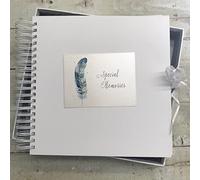 Special Memories. Card & Memory Book. Feather Design. Hand Finished by WHITE COTTON CARDS (FEA10)