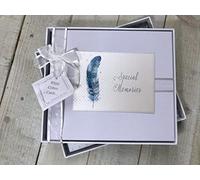 Special Memories. Guest Book. Feather Design. Hand Finished by WHITE COTTON CARDS (FEA3)