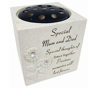 SPECIAL MUM AND DAD DIAMANTE GRAVE FLOWER POT
