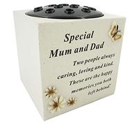 Special Mum and Dad Graveside Memorial Flower Pot Verse Grave Vase Butterfly