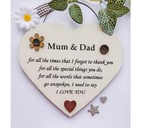 Special Mum and Dad Thank you present. Quality Wooden Heart Shaped Handmade Keepsake Gift