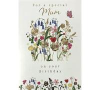 Special Mum Birthday Card with Wildflower & Butterfly Design